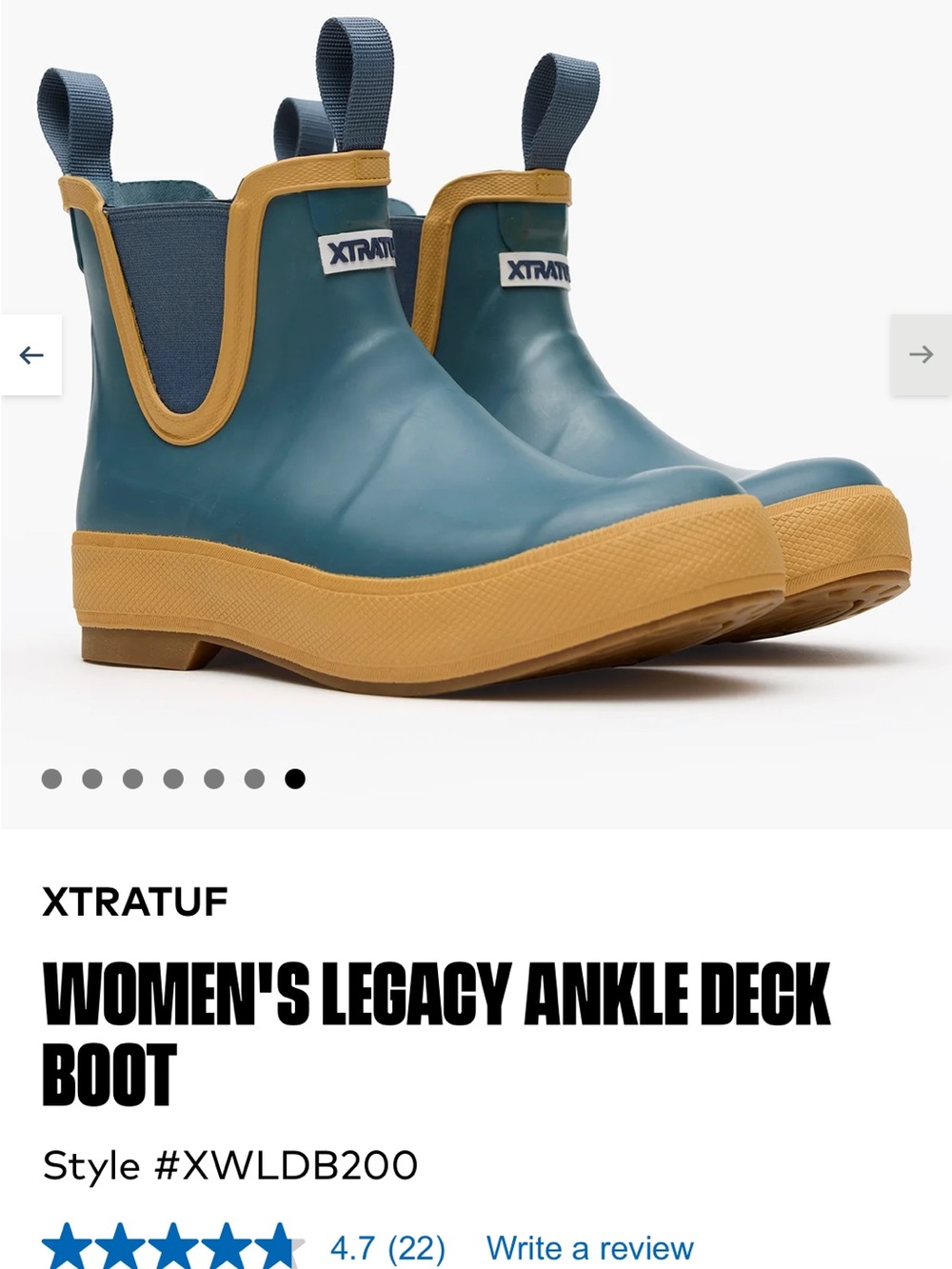 XTRATUF Women's Legacy Ankle Deck Boot - Teal with Mustard Trim